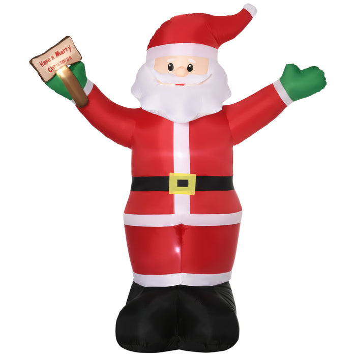 Inflatable 8ft Santa Claus with Blessing Sign - LED Lighted Outdoor Christmas Display - Festive Lawn & Garden Decoration for Holiday Parties