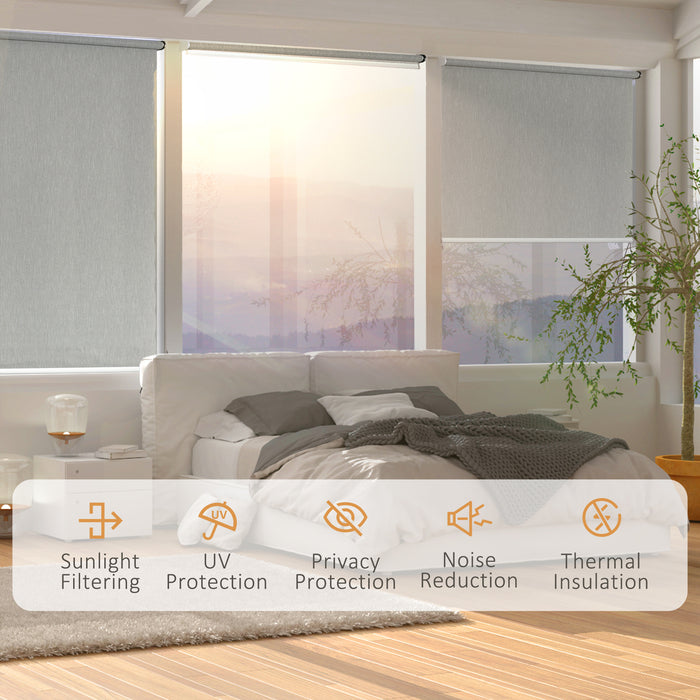 WiFi Smart Roller Blinds with UV Protection - Rechargeable Electric Shades for Home and Office, Grey, 80 x 180cm - Convenient and Privacy Enhancing Window Coverings