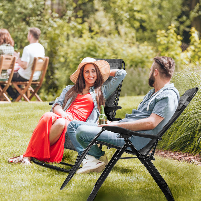 Zero Gravity Lounge Chair - Integrated Cup Holder & Breathable Fabric Features - Ideal for Outdoor Lounging and Relaxation