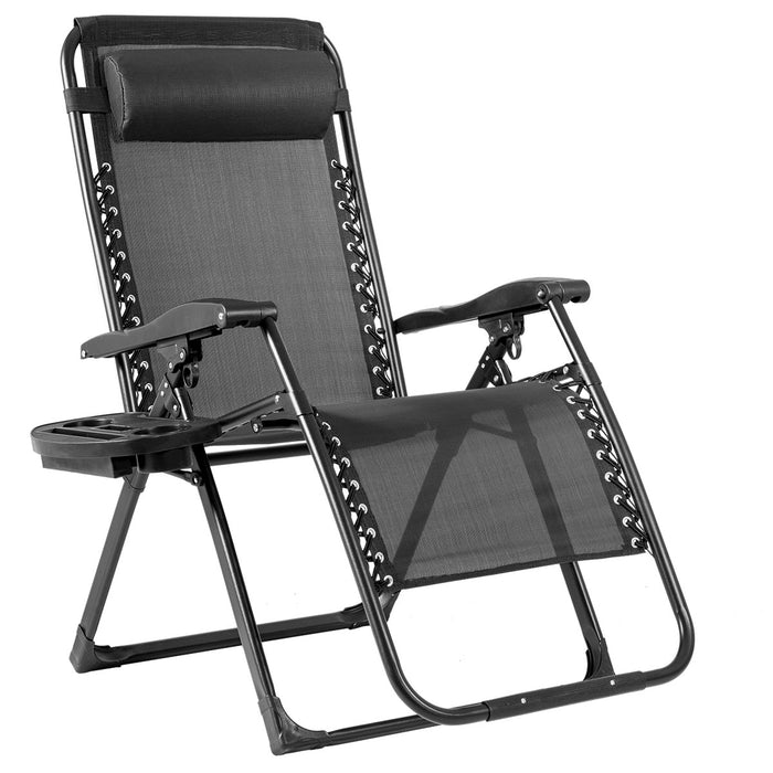 Zero Gravity Lounge Chair - Integrated Cup Holder & Breathable Fabric Features - Ideal for Outdoor Lounging and Relaxation