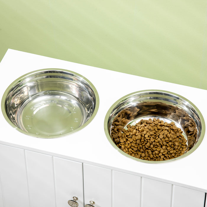 Elevated Pet Feeding Station for Large Dogs - Includes Stand, Storage, 2 Stainless Steel Bowls - Ideal for Food & Water Dispensing, 60x30x35.5cm Size