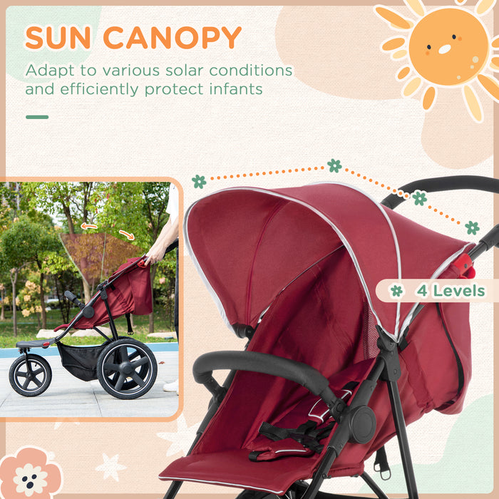 Foldable Tri-Wheel Baby Carriage - Sunshade Canopy & Spacious Undercarriage Basket - Ideal for On-The-Go Parents with Infants