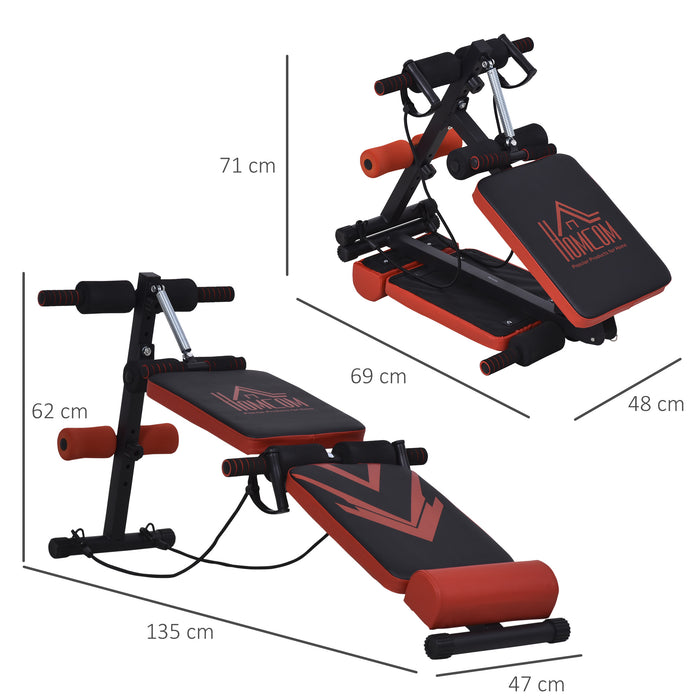 Foldable Exercise Weight Bench with Elastic Rope - Multifunctional Sit Up Workout Equipment - Ideal for Home Gym and Core Strength Training