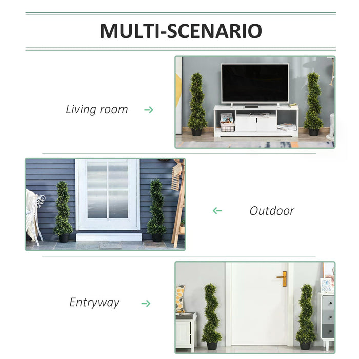 Artificial Spiral Topiary Trees 90cm - Set of 2 Lifelike Faux Greenery with Pots for Indoor/Outdoor Decor - Perfect for Home, Office, and Garden Enhancements