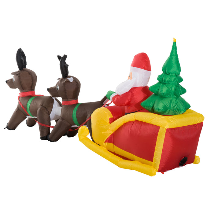 Inflatable Self-Inflating Santa Sleigh with Reindeer - Festive Christmas Outdoor Display Decor - Perfect for Holiday Lawn and Garden Decoration