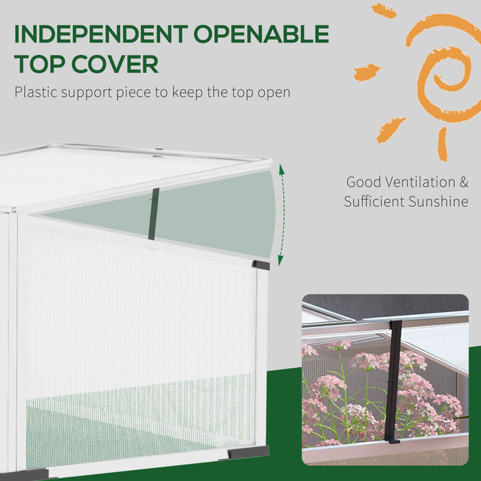 Aluminium Grow House with Polycarbonate Panels - Cold Frame Greenhouse with Independent Opening Tops, 120x100x41 cm - Ideal for Protecting Plants in All Seasons
