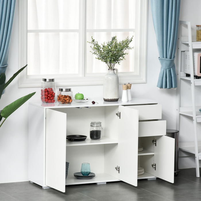 High Gloss Sideboard Cabinet - Contemporary Push-Open Design with Dual Drawers - Stylish Storage Solution for Living Room and Bedroom