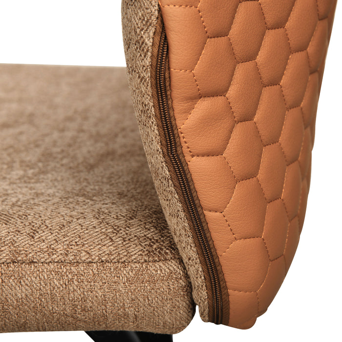 Linen-Touch Upholstered Bar Chairs Set of 2 - Kitchen Bar Stools with Backs and Sturdy Steel Legs in Light Brown - Ideal for Home Bar and Kitchen Island Seating