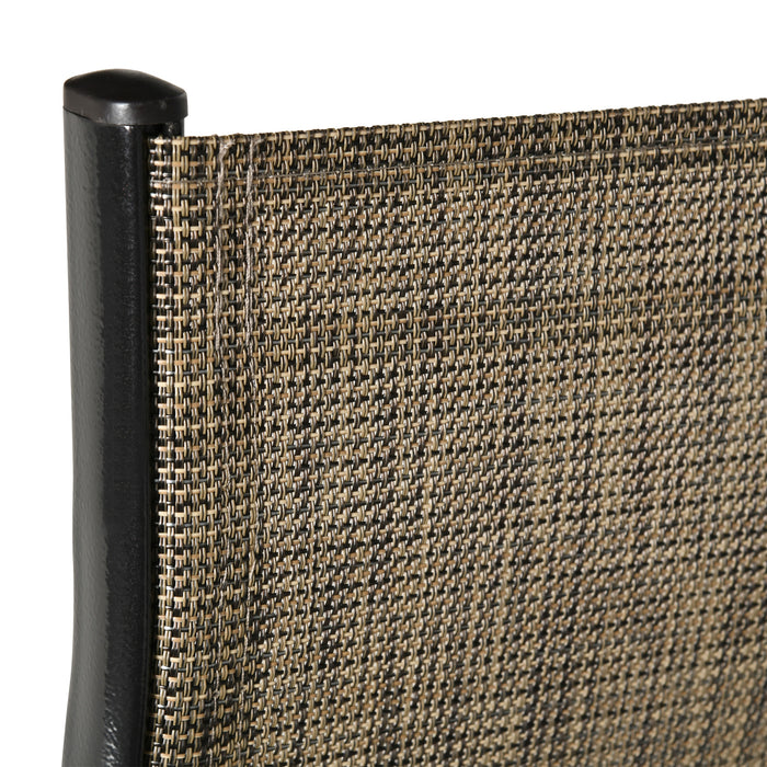 Outdoor Garden Dining Chair Set - 4 Piece Stackable High Backrest with Armrests & Breathable Mesh Fabric in Mixed Brown - Comfortable Patio Seating for Dining & Relaxation