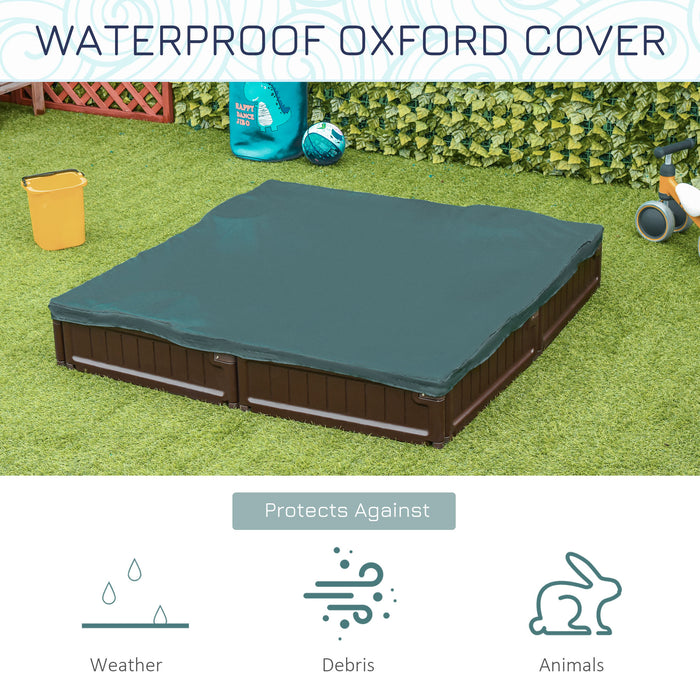 Kids Outdoor Sandbox with Waterproof Canopy - Protective Bottom Fabric Liner for Ages 3-12 - Ideal Children's Playset for Backyard Fun