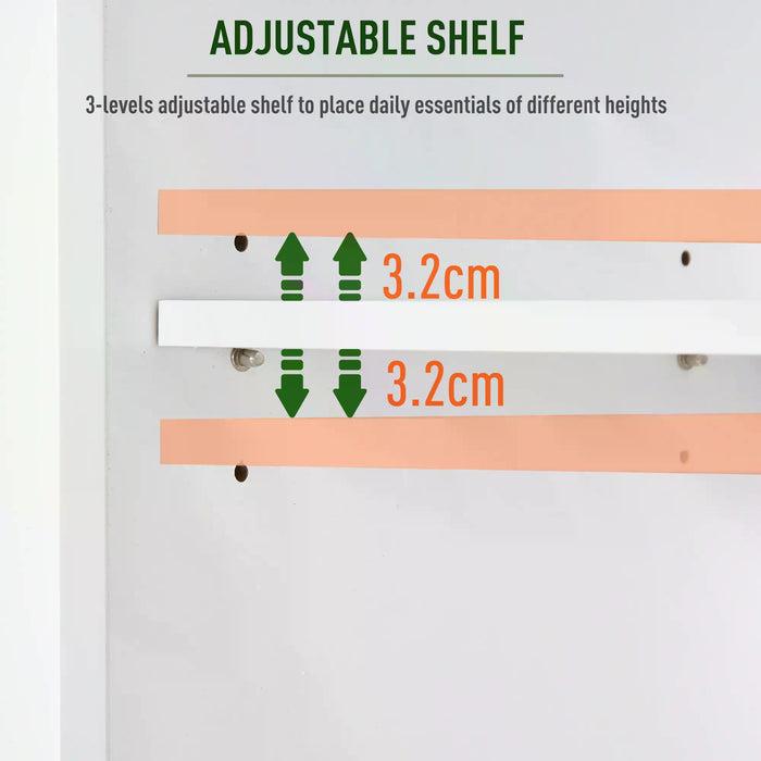 6-Tier Freestanding Bathroom Cabinet in White - MDF Multi-Level Storage Organizer - Space-Saving for Toiletries and Linens