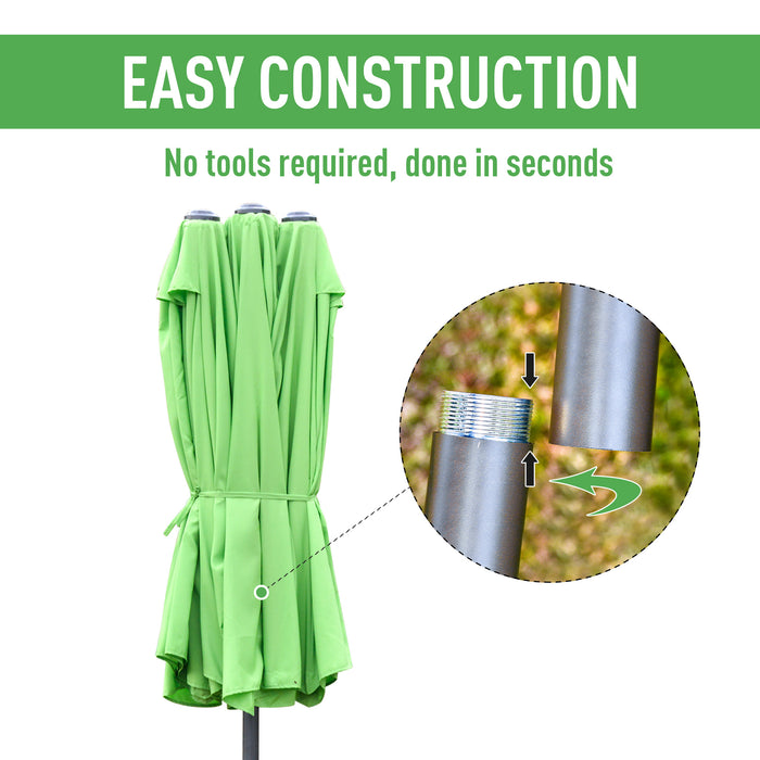 Garden Parasol Double-Sided 4.6m - Sun Umbrella Patio Shelter with Canopy Shade, Market-Style Outdoor Coverage, Includes Cross Base - Ideal for Garden & Outdoor Living Space Protection