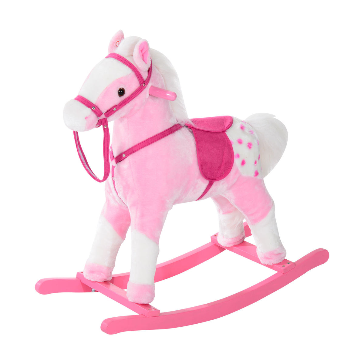 Plush Pink Rocking Horse with Sound Effects - Soft and Comforting Toy for Kids - Enhances Balance and Imaginative Play for Toddlers