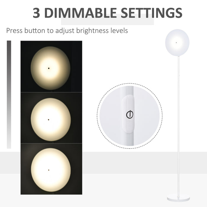 Industrial-Style LED Floor Lamp with Adjustable Head - 18W Uplighter Reading Standing Light, 3 Brightness Levels, Touch Control - Ideal for Home and Office Use