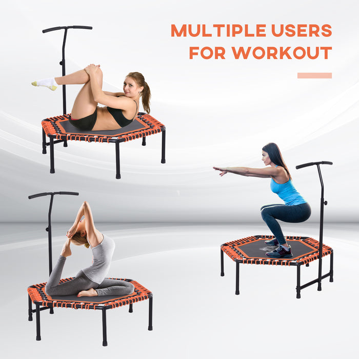 Hexagon Mini Trampoline - Exercise Bungee Rebounder with Adjustable Handle - Indoor Fitness Jumper for Full Body Workout