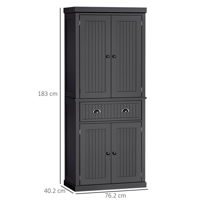 Freestanding Traditional Kitchen Cupboard - Black Storage Cabinet with Drawer, Doors & Adjustable Shelves - Ideal for Organized Kitchen Space & Extra Storage Needs