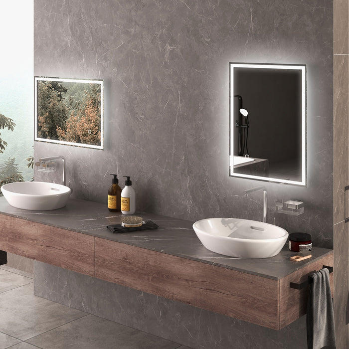 LED Illuminated Vanity Bathroom Mirror 70x50cm - Dimmable, 3-Color Lighting, Smart Touch Control - Fog-Resistant Makeup Mirror for Modern Home Decor