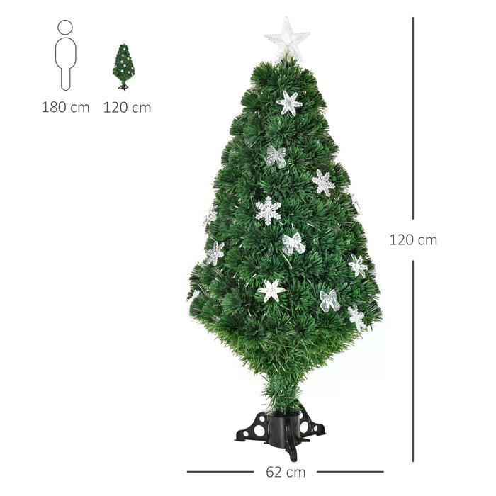Pre-Lit 4-Foot Artificial Christmas Tree with Fiber Optic LED Lights - Holiday Home Xmas Decor with Foldable Stand - Ideal for Festive Indoor Decoration