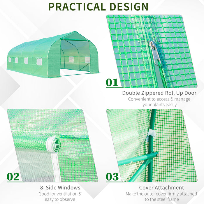 Large Walk-In Polytunnel Greenhouse - 6x3m with Sturdy Metal Frame, Roll-Up Windows & Zippered Door - Perfect for Gardeners & Plant Protection