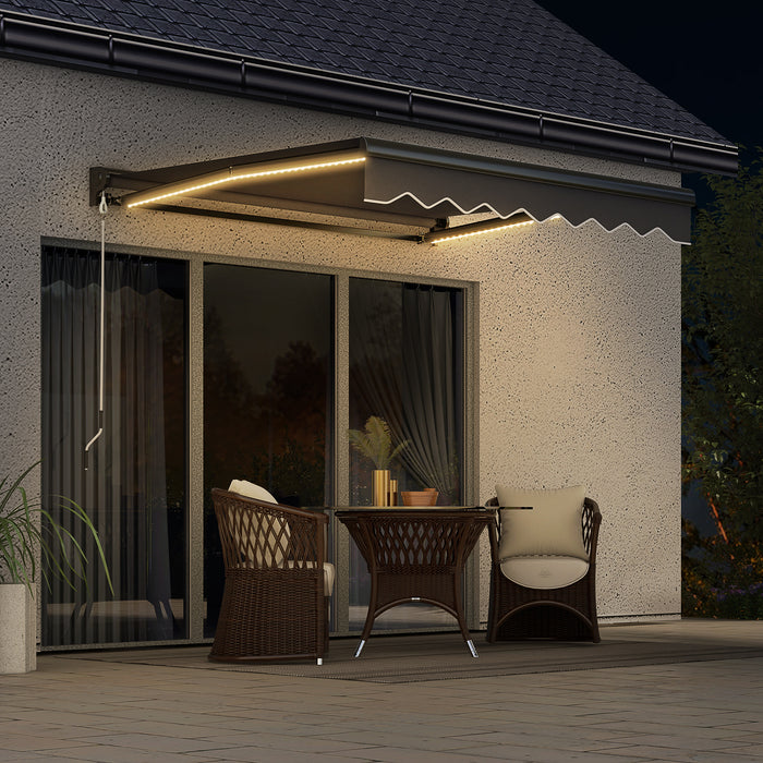 Electric Awning with LED Lighting - 3x2.5m Aluminium Frame, Retractable Sunshade for Patios and Windows - Outdoor Comfort for Home and Commercial Spaces