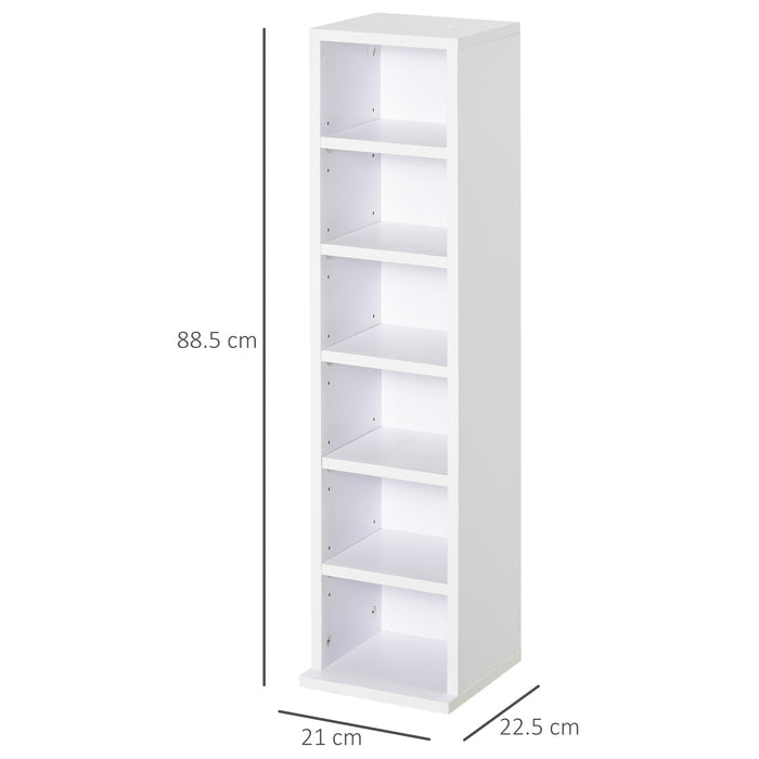 CD/DVD Storage Towers (Set of 2) - Adjustable Shelving Media Display Shelf, White - Ideal for Organizing Blu-Rays, DVDs, Books