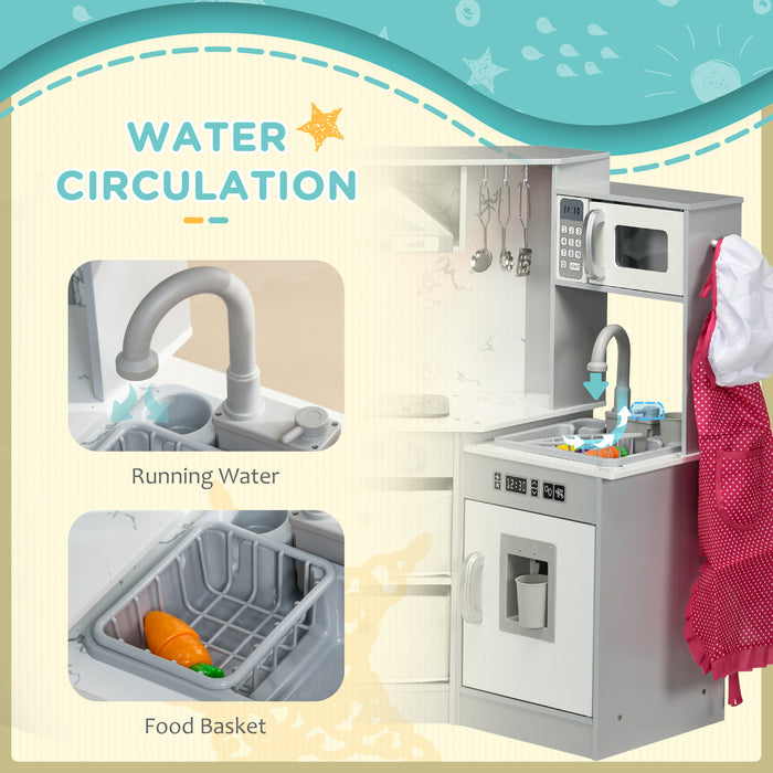 Kids Play Kitchen Set with Realistic Running Water - Interactive Cooking Station With Lights, Sounds & Accessories - Educational Pretend Play for Children Ages 3-6