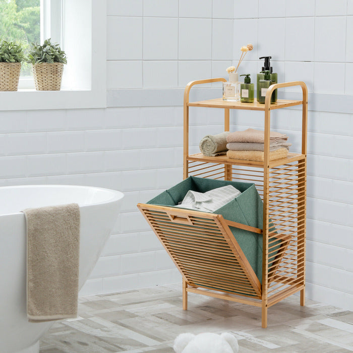 BambooCrafted - Laundry Bin with Storage and Removable Basket - Ideal Solution for Organizing Laundry Spaces