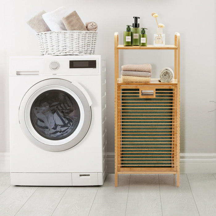 BambooCrafted - Laundry Bin with Storage and Removable Basket - Ideal Solution for Organizing Laundry Spaces