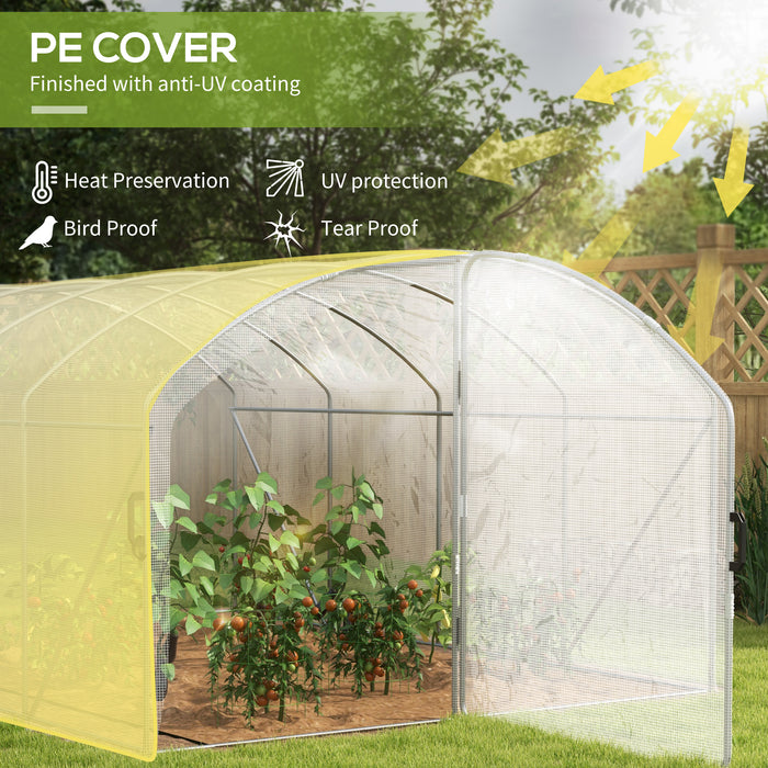 UV-Resistant PE Covered Polytunnel Greenhouse - Walk-In Grow House with Galvanized Steel Frame, 4x3x2m - Ideal for Gardeners and Sustainable Plant Growing