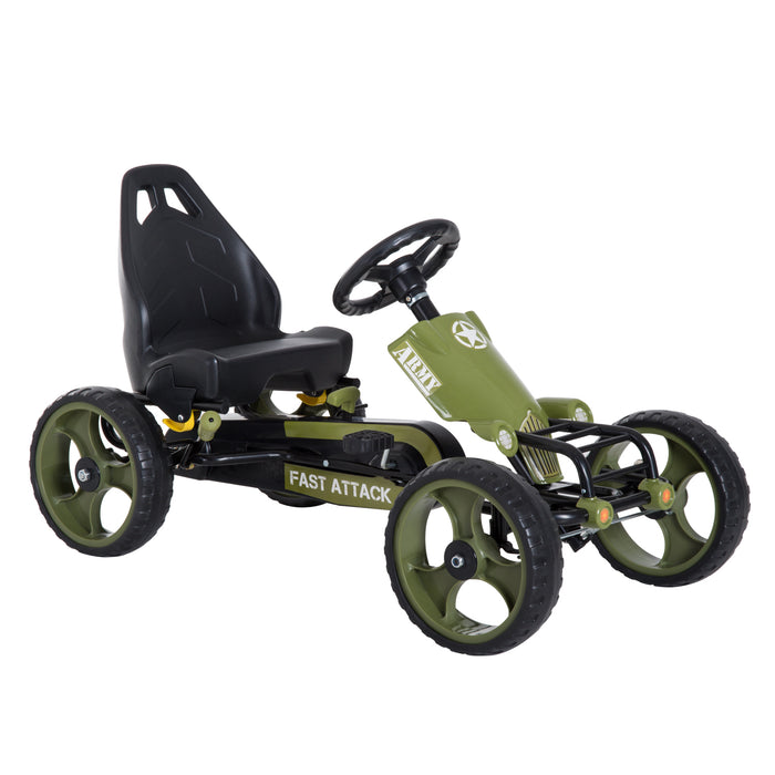 Pedal Go Kart Racer for Kids - Adjustable Seat with Braking System in Vibrant Green - Fun Outdoor Racing Ride for Children