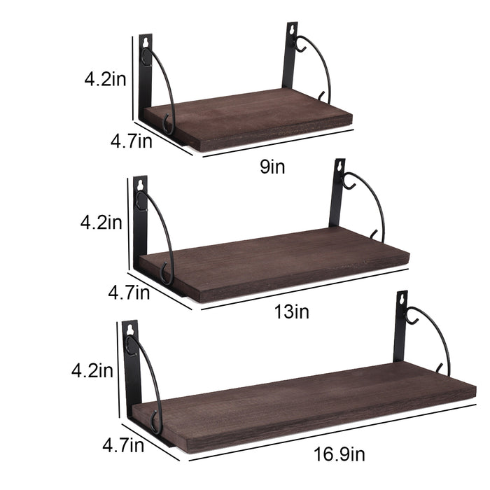Wooden Wall Mounted Shelves, 3-Tier - DIY Storage & Display Shelving Bracket - Ideal for Organizing Home Decor & Personal Items