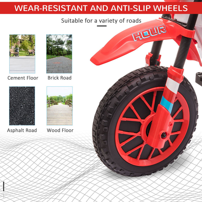Kids 12V Electric Motorcycle Ride-On with Support Training Wheels - Durable Battery-Powered Bike for Children 3-6 Years - Safe Outdoor Play and Motor Skills Development, Red