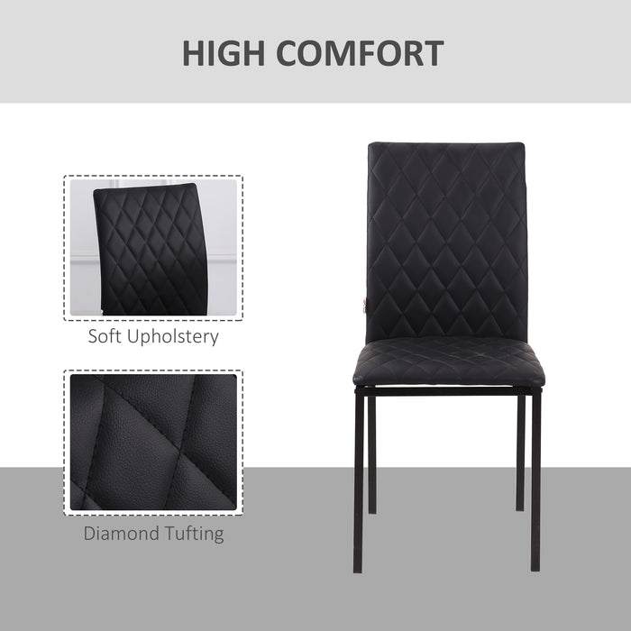 Contemporary Upholstered Faux Leather Dining Chairs - Sleek Metal-Legged Kitchen Seating, Set of 4, Black - Elegant Comfort for Modern Home Dining Spaces