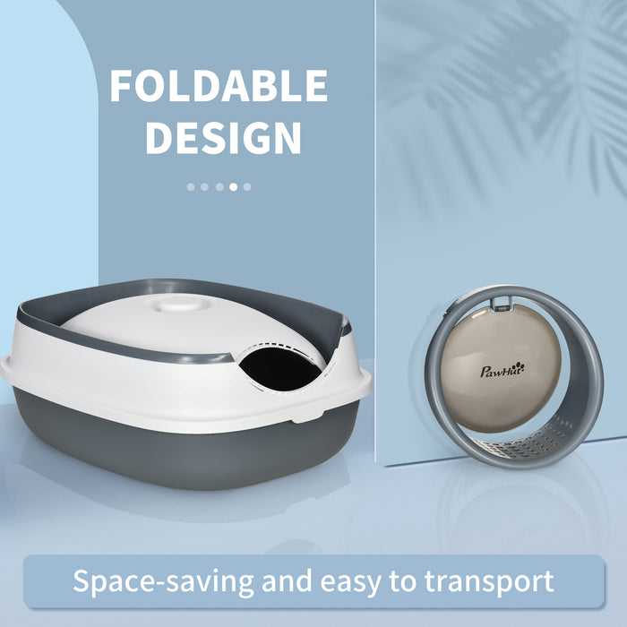 Hooded Litter Box with High Edges - Spill-Proof, Deodorizing Litter Tray with Dual-Entry - Includes Scoop for Easy Clean-Up