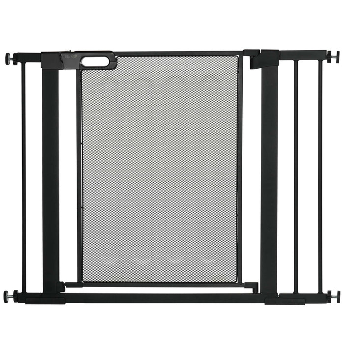 Pressure Fit Safety Gate - Auto-Closing Dog Gate with Double Locking & 2 Extension Kits for Doors, Stairs & Hallways - Ideal Pet Barrier for Home Security