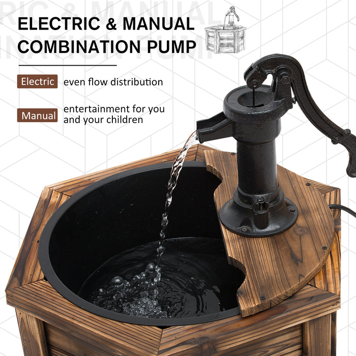 Wooden Electric Water Fountain - Oasis Style Garden Decor, 220V Power Supply - Serene Outdoor Feature for Relaxation and Ambiance