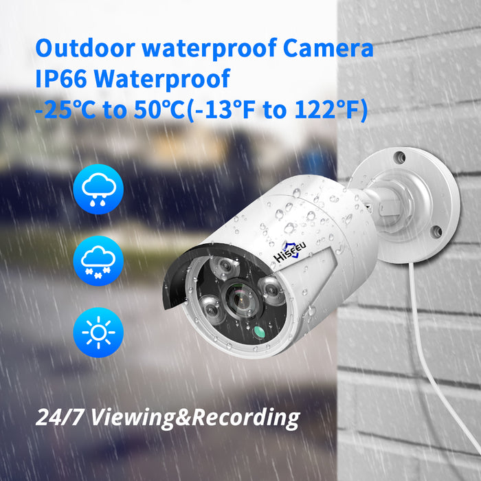 Hiseeu HB615 H.265 5MP - Outdoor Waterproof IP66 Security IP Camera with POE ONVIF & P2P Video Capability - Perfect for Home and Business Surveillance