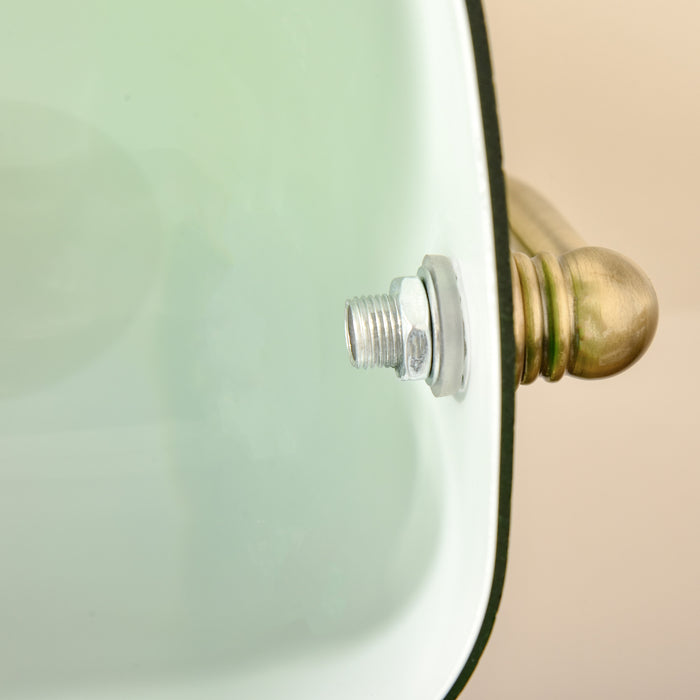 Antique Bronze Banker's Table Lamp - Green Glass Shade Desk Light with Pull Rope Switch - Classic Lighting for Home Office & Living Spaces