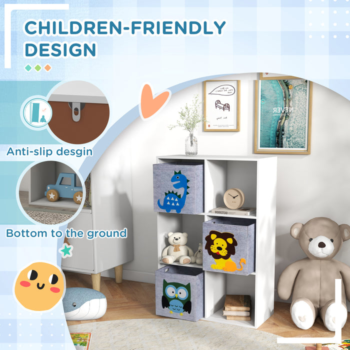 Kids' Storage Organizer with Fabric Bins - 61.8cm L x 29.9cm W x 91.5cm H White Toy Chest - Space-Saving Solution for Children's Playroom