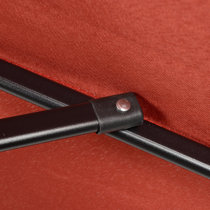 2m Patio Parasol Umbrella - Outdoor Sun Shade with 6 Sturdy Ribs, Wine Red - Ideal for Balcony, Bench, and Garden Relaxation