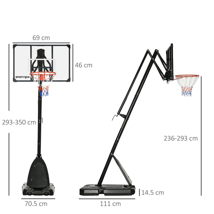 Adjustable 2.4-2.9m Basketball Hoop Stand - Sturdy Backboard, Weighted Base, Portable with Wheels - Ideal for All Ages and Outdoor Play