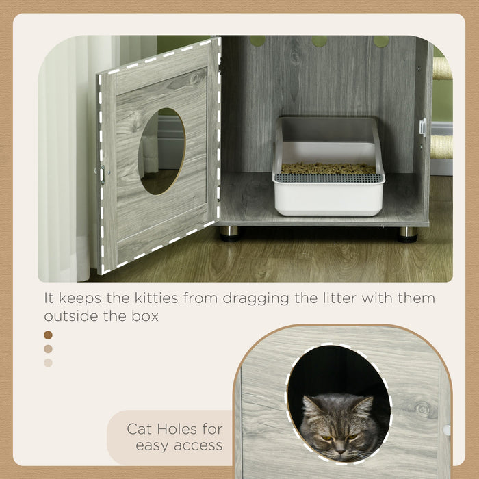 Cat Mansion All-in-One Litter Box - Enclosed Space, Bed, Scratch Posts, Lounging Platforms - Perfect for Indoor Cats Comfort & Privacy
