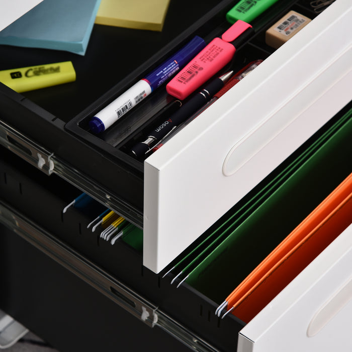 3-Drawer Mobile File Cabinet - Fully Assembled, Lockable, All-Metal Rolling Storage - Vertical Filing Solution for Home Office and Business Use