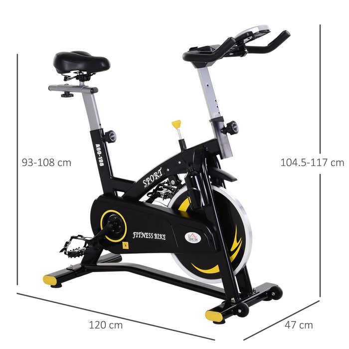 Exercise Bike with Steel Flywheel and Belt Drive - High-Intensity Black and Yellow Cycling Machine - Ideal for Cardio Workouts and Fitness Enthusiasts