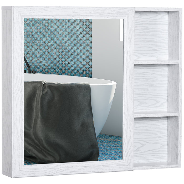 Aluminium Bathroom Cabinet - Wall-Mounted Storage with Mirror Door & 3-Tier Shelving - Space-Saving Organizer for Restroom Essentials