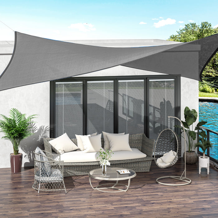 Sun Shade Sail - 5x4m Rectangle UV Protective Outdoor Canopy with Mounting Ropes, Charcoal Grey - Ideal for Garden, Patio, and Party Sunscreen Awning
