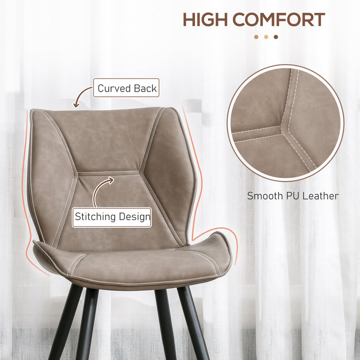 Contrast Stitched PU Leather Dining Chairs (Set of 4) - Racing-Style Accent Seats with Steel Legs and Ergonomic Back Padding - Stylish Seating for Home and Living Room Comfort