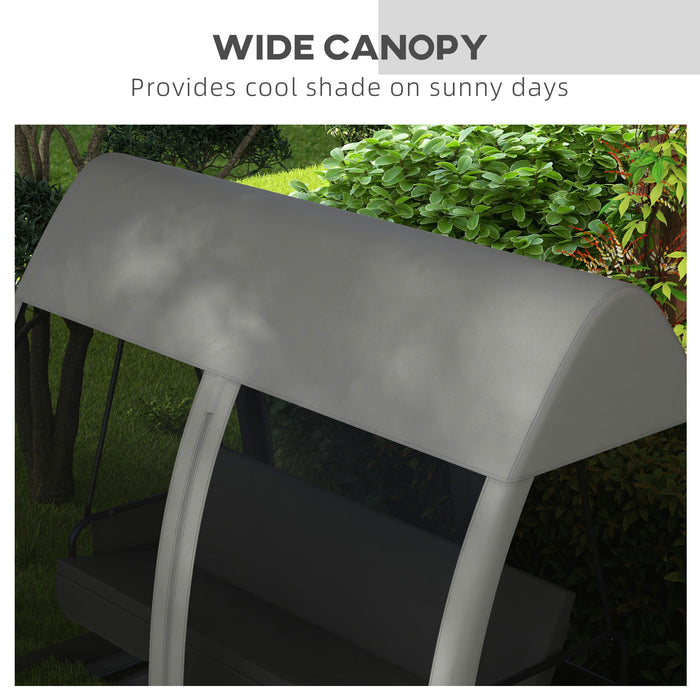 3 Seater Swing Chair with Convertible Bed Feature - Garden Rocking Bench with Water-Resistant Canopy & Mosquito Protection - Perfect for Outdoor Relaxation and Entertaining