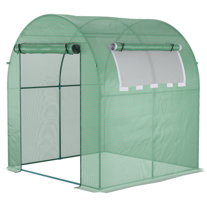 Walk-In Polytunnel Greenhouse - Sturdy Garden Greenhouse with Roll-Up Window, Door, 1.8x1.8x2m - Ideal for Plant Protection & Year-Round Gardening