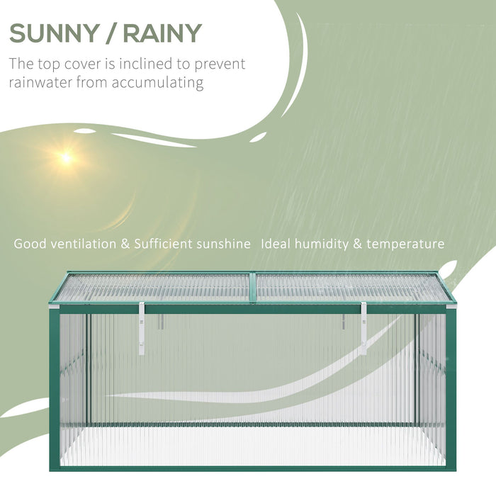 Aluminium & Polycarbonate Cold Frame Greenhouse - Adjustable Top for Optimal Plant Growth, Robust 130x70x61cm Structure - Ideal for Cultivating Flowers & Vegetables